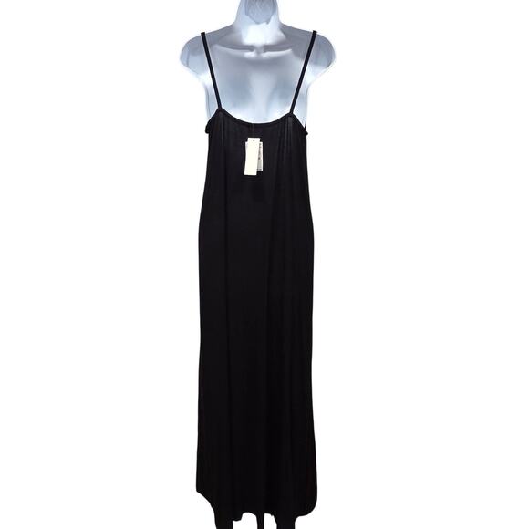 NWT Nordstroms Loveappella Black T'shirt Maxi Dress XL Spaghetti Strap Summer - Picture 9 of 13